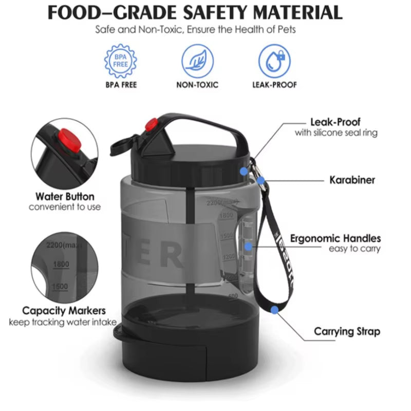 2.2L Dog Water Bottle Large Capacity Drinking Water Bottle Outdoor Sports Water Bottle Outdoor Cat and Dog Water Bottle