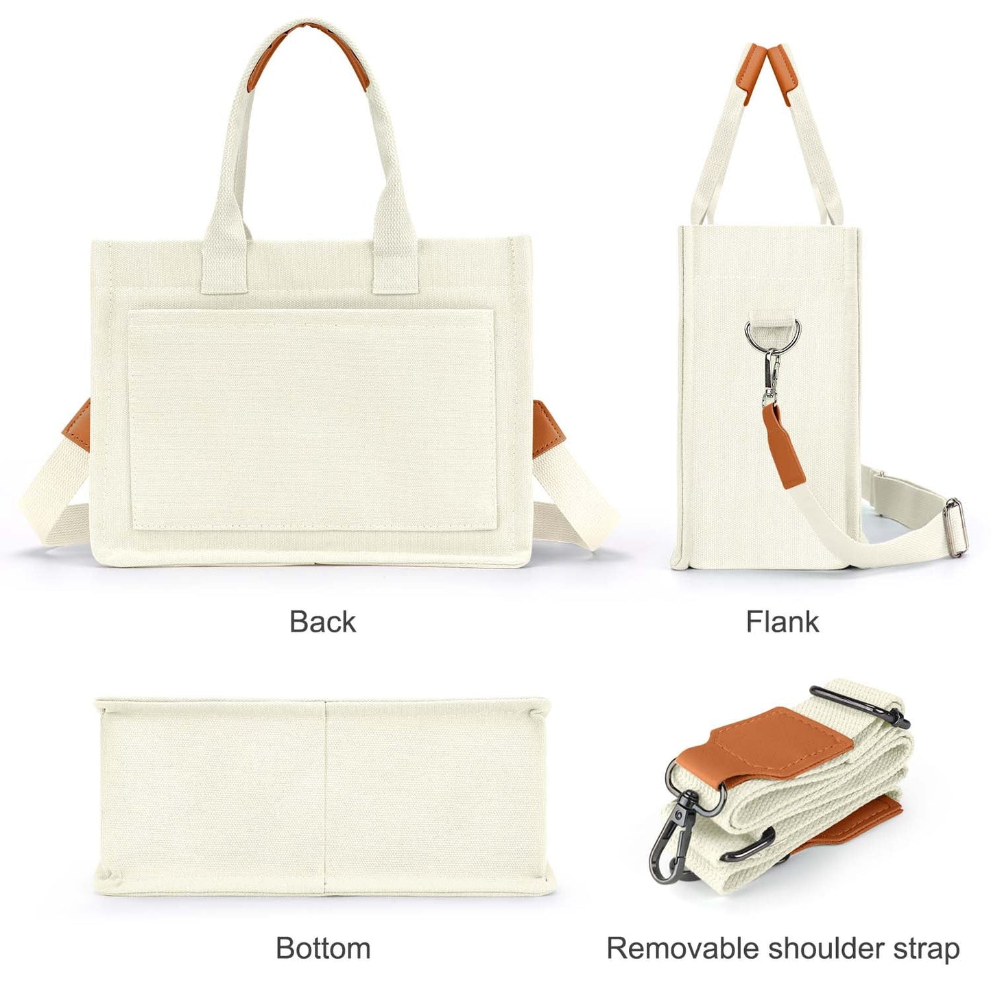 Canvas Tote Bag for Women, Large Multi-Pocket Handbags for Woman, Crossbody Canvas Bag, Beige