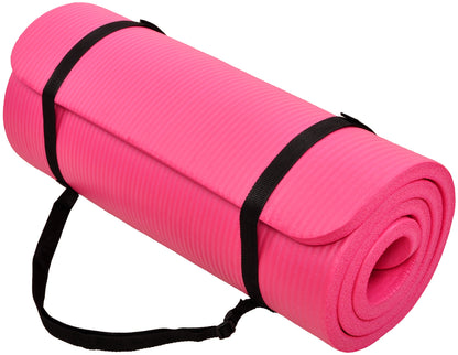 Gocloud Extra Thick Non-Slip Yoga Mat, 71" X 24" with Carrying Strap and Knee Pad, Pink