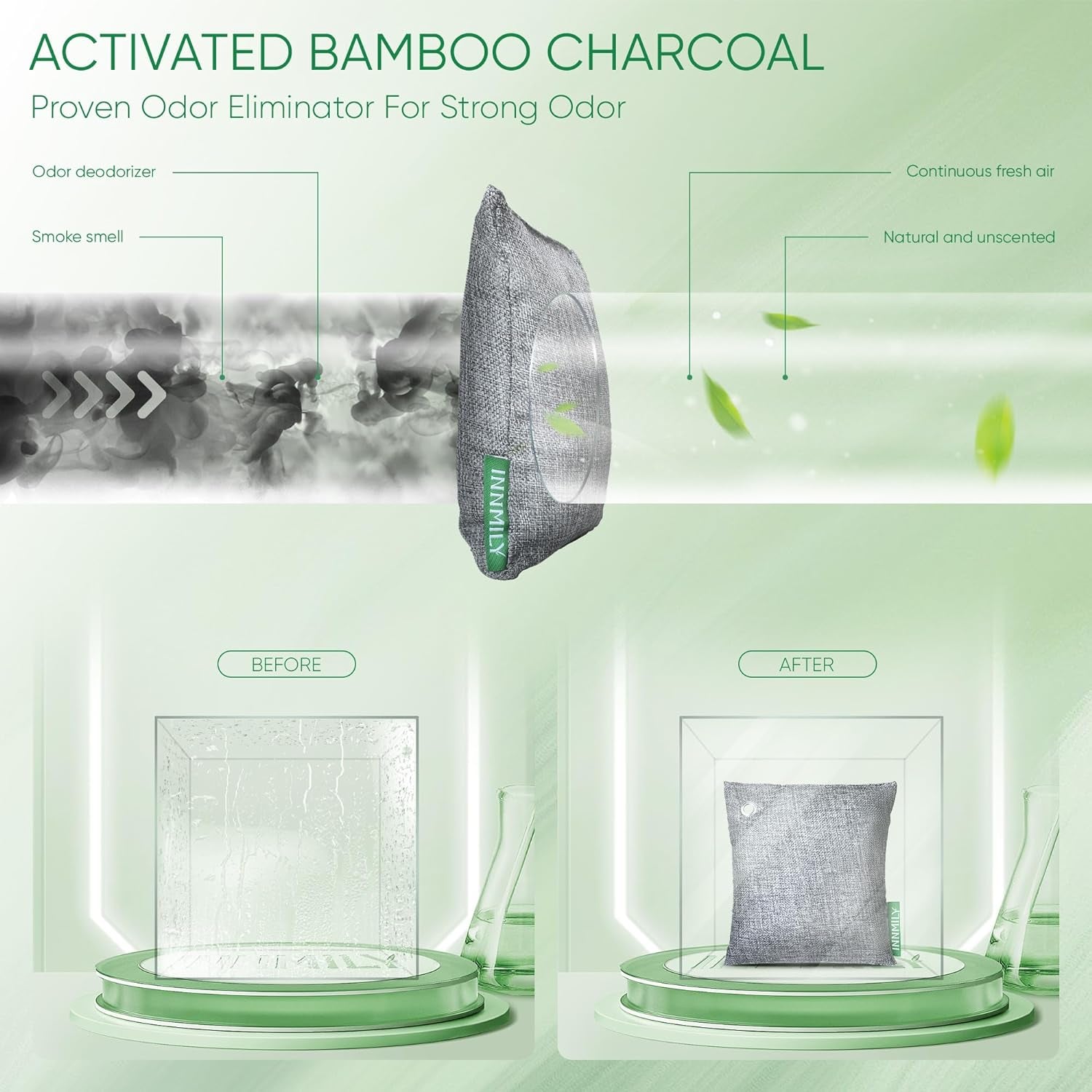 6 Pack Activated Charcoal Odor Absorber Bags Shoe Deodorizer Air Purifier