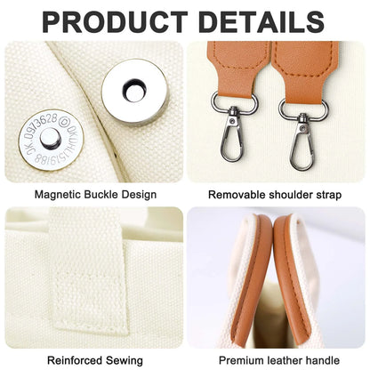 Canvas Tote Bag for Women, Large Multi-Pocket Handbags for Woman, Crossbody Canvas Bag, Beige